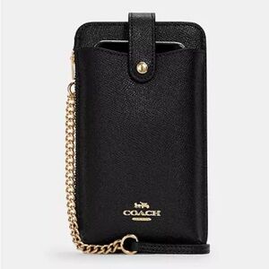 NWT! COACH PHONE CROSSBODY BLACK WALLET. Style #C6884